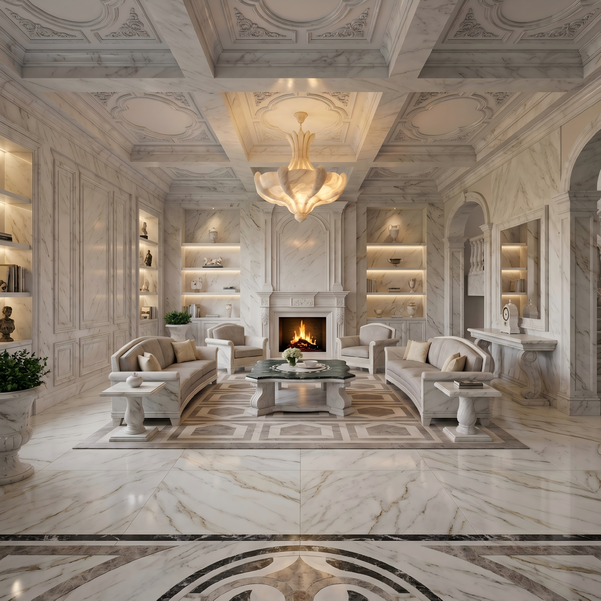Custom large stone space for Switzerland luxury villa project