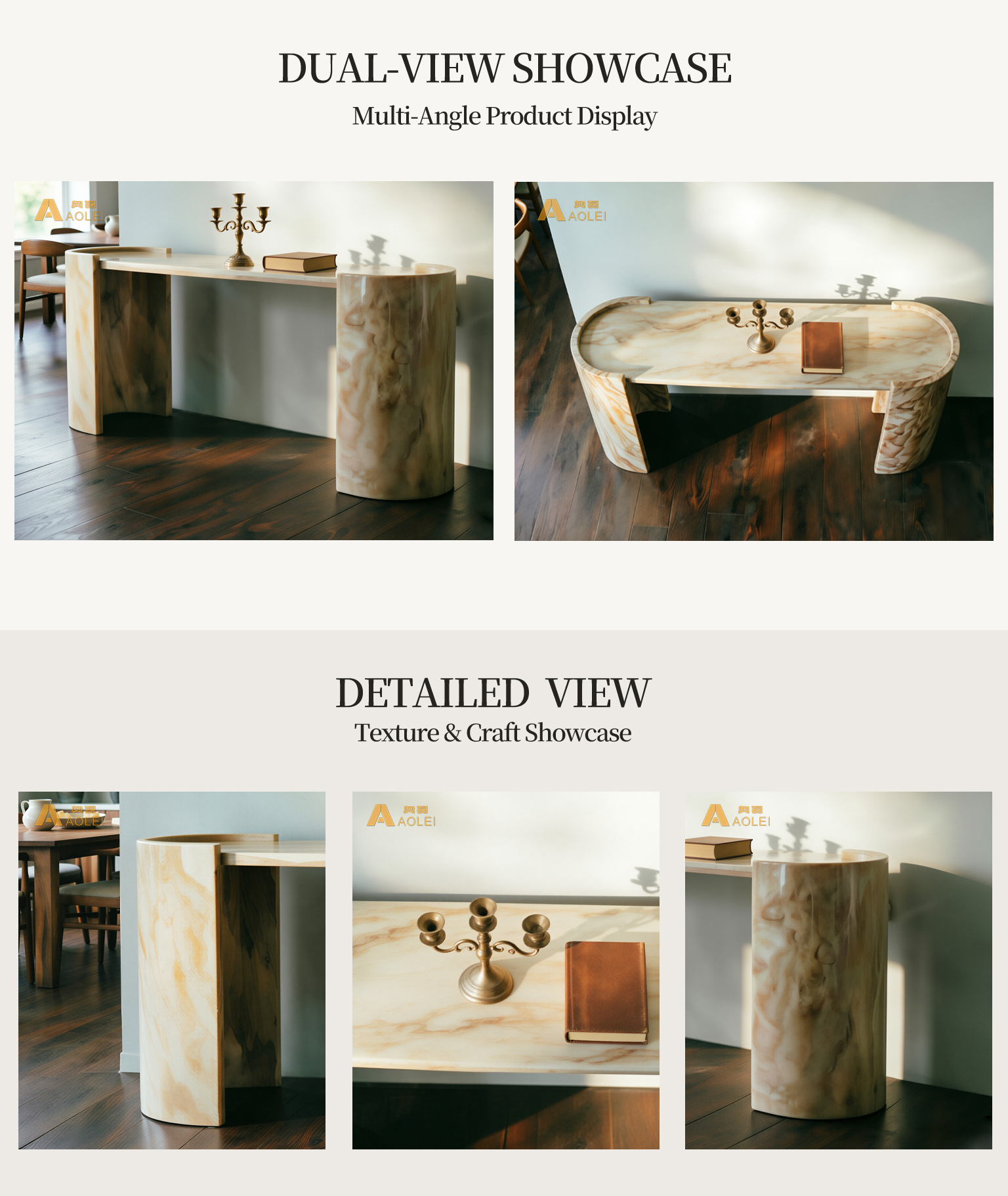 Beige Travertine Console Table, Entryway, Hallway & Luxury Interior, Customized marble size