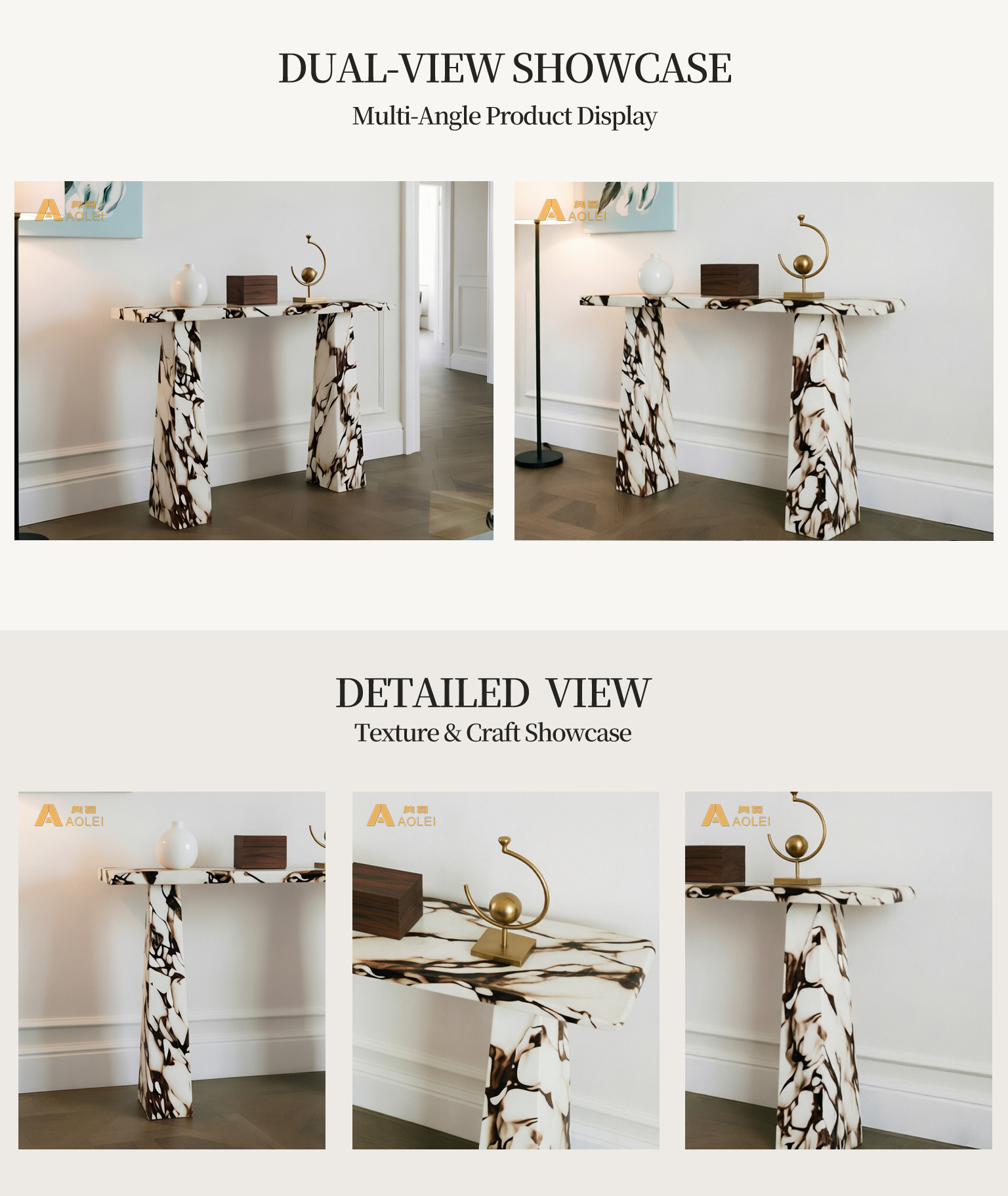 Calacatta Viola Marble Trapezoidal-Leg Console Table for Luxury Living Room and Hotel Lobby, Customized marble size
