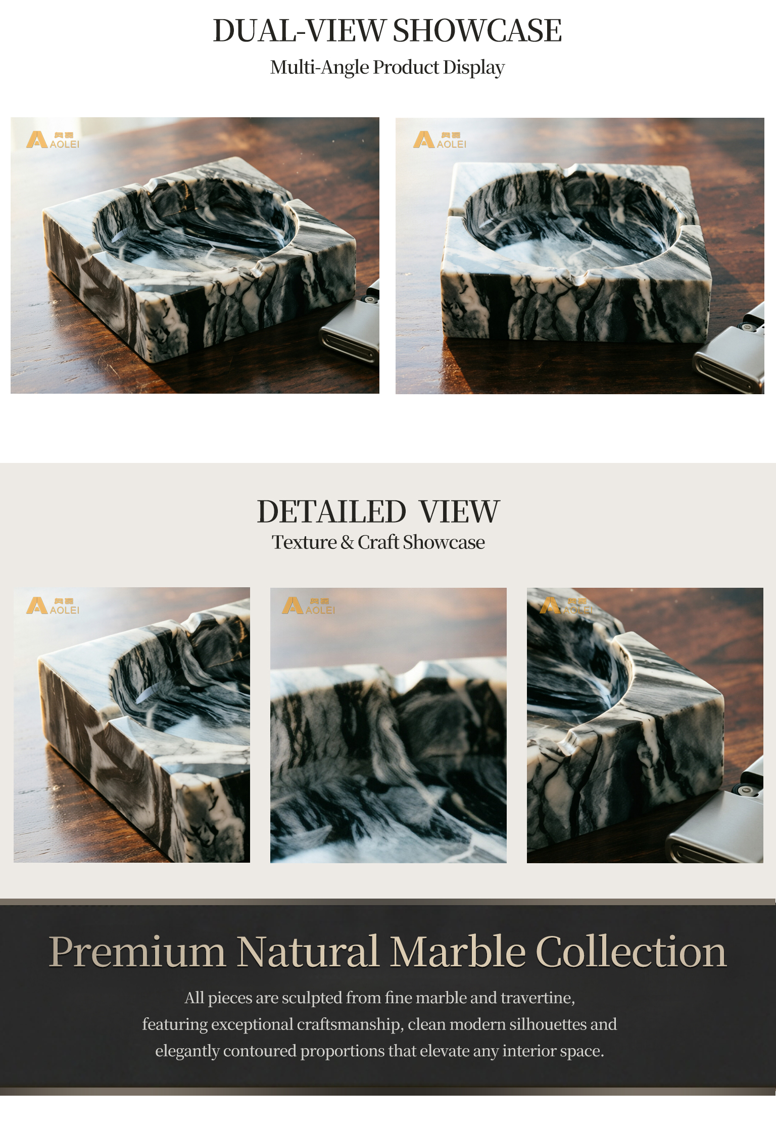 Silver Wave Marble Luxury Modern Square Design Cigar Tray Close-Up, Natural Stone Texture, Premium Craftsmanship & Polished/Honed Finish, Customized marble size
