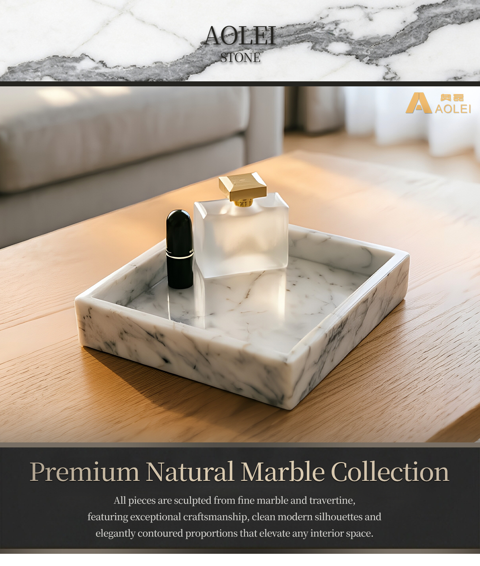 Carrara White Marble Modern Square Tea Tray in Modern Interior, Bathrooms and Vanity Tops, Customized marble size