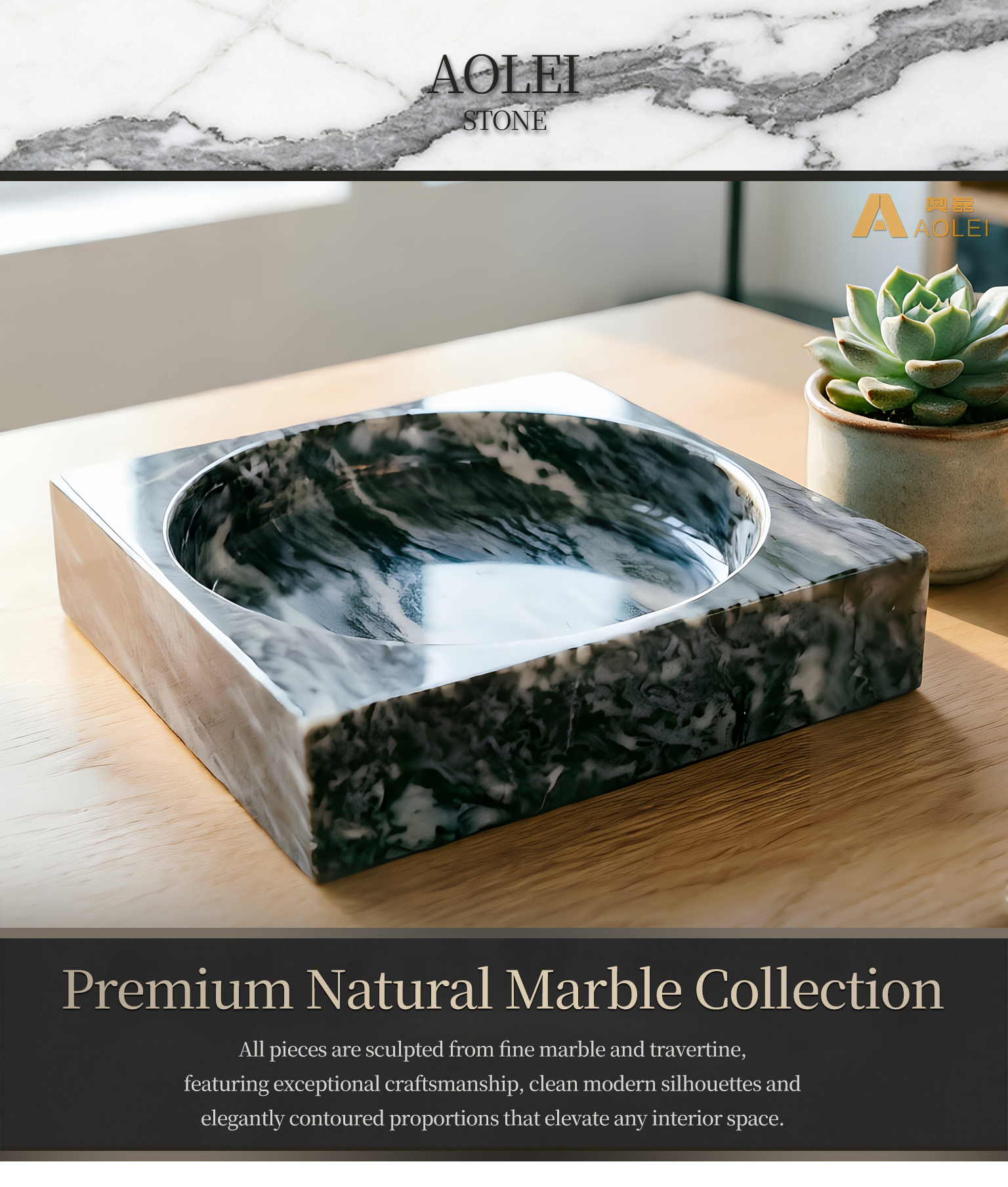 Luxury Square Silver Grey Marble Tea Tray Showcase, Modern Homes & Luxury Hospitality Decor, Factory Direct Wholesale