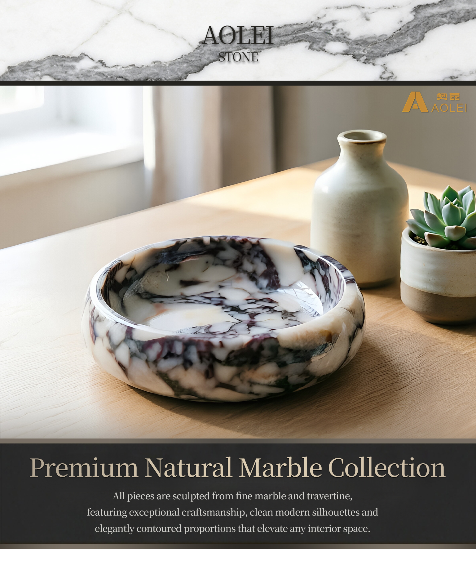 Luxury Round Calacatta Viola Marble Tea Tray for luxury villas, hotels and contemporary interiors.