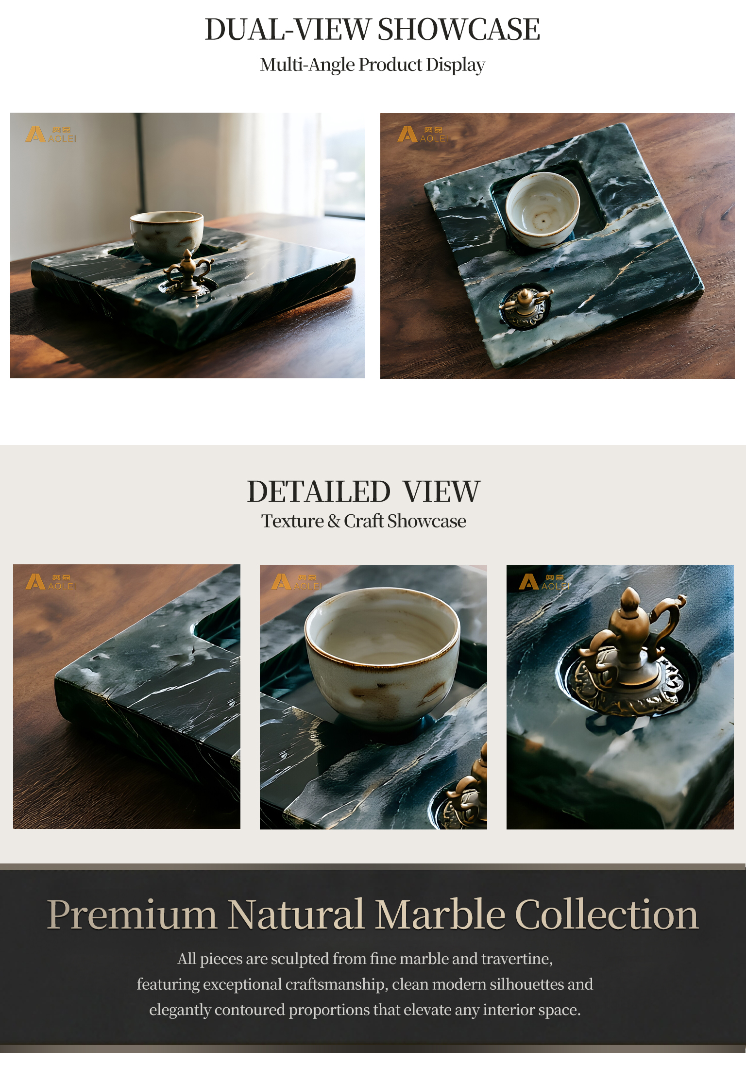 Green Marble Luxury Square Tea Tray Close-Up, Natural Stone Texture, Premium Craftsmanship & Polished/Honed Finish, Customized marble size
