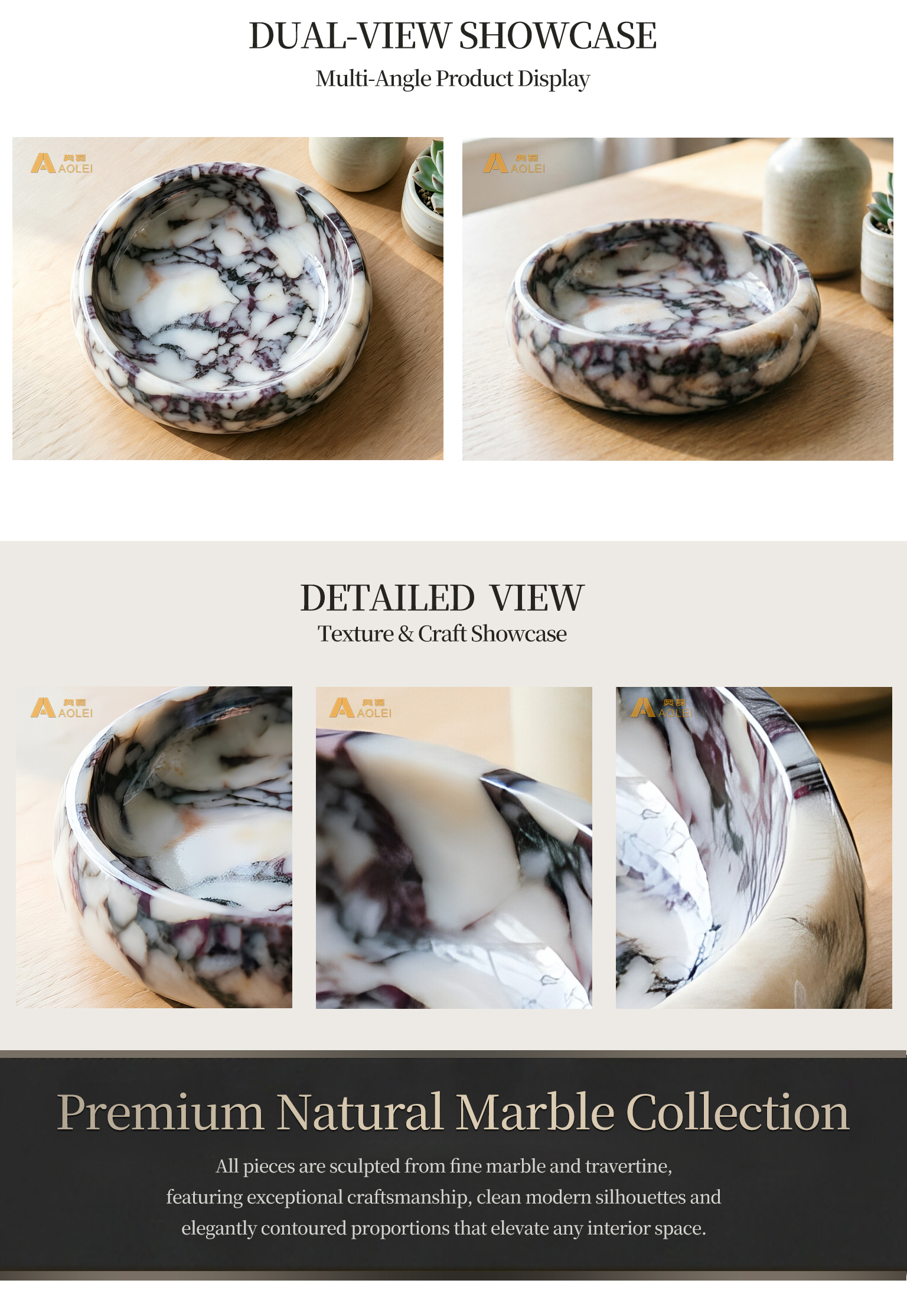 Luxury Round Calacatta Viola Marble Tea Tray for luxury villas, hotels and contemporary interiors.