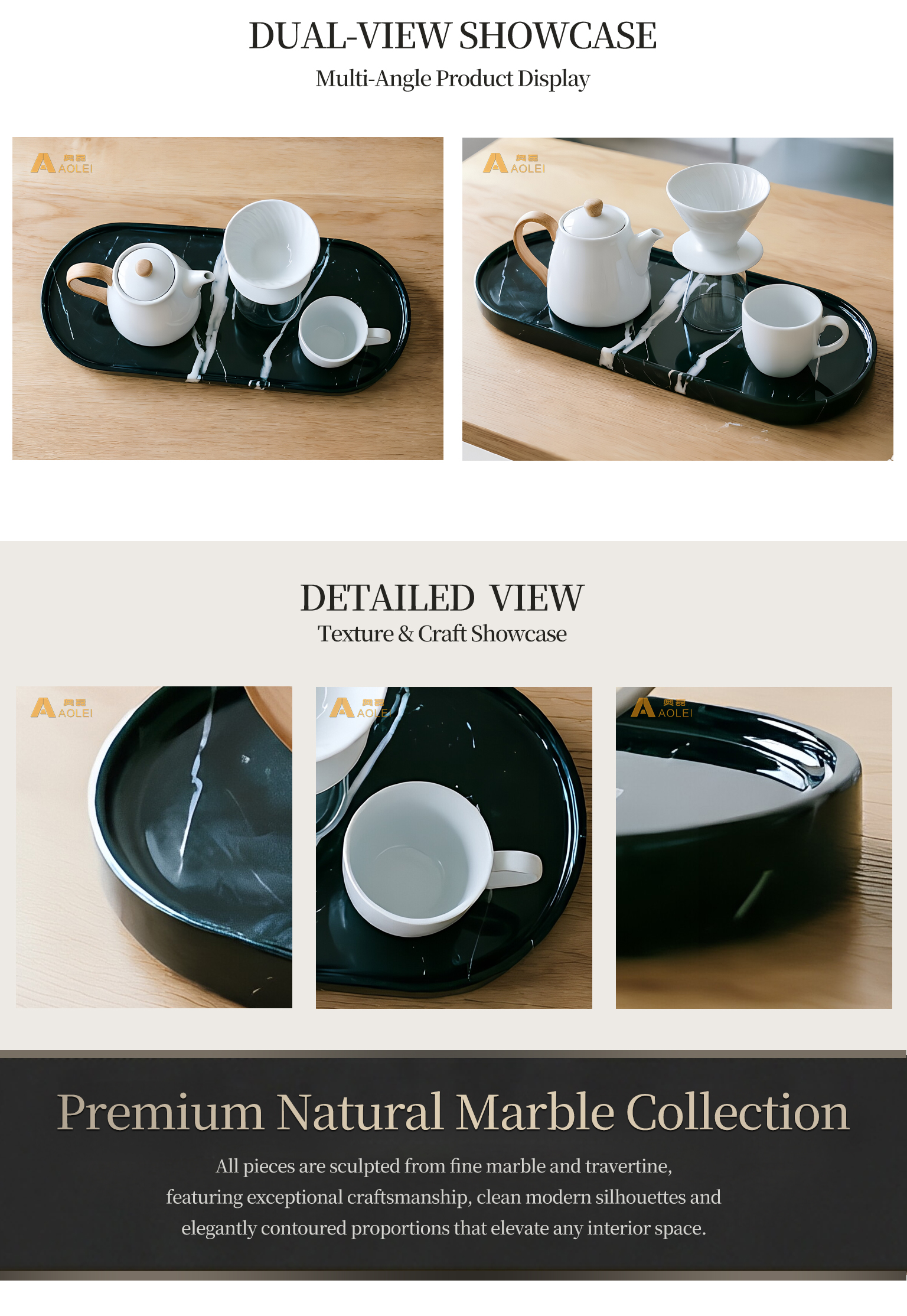 Nero Marquina Marble Luxury Oval Tea Tray Close-Up, Natural Stone Texture, Premium Craftsmanship & Polished/Honed Finish, Customized marble size