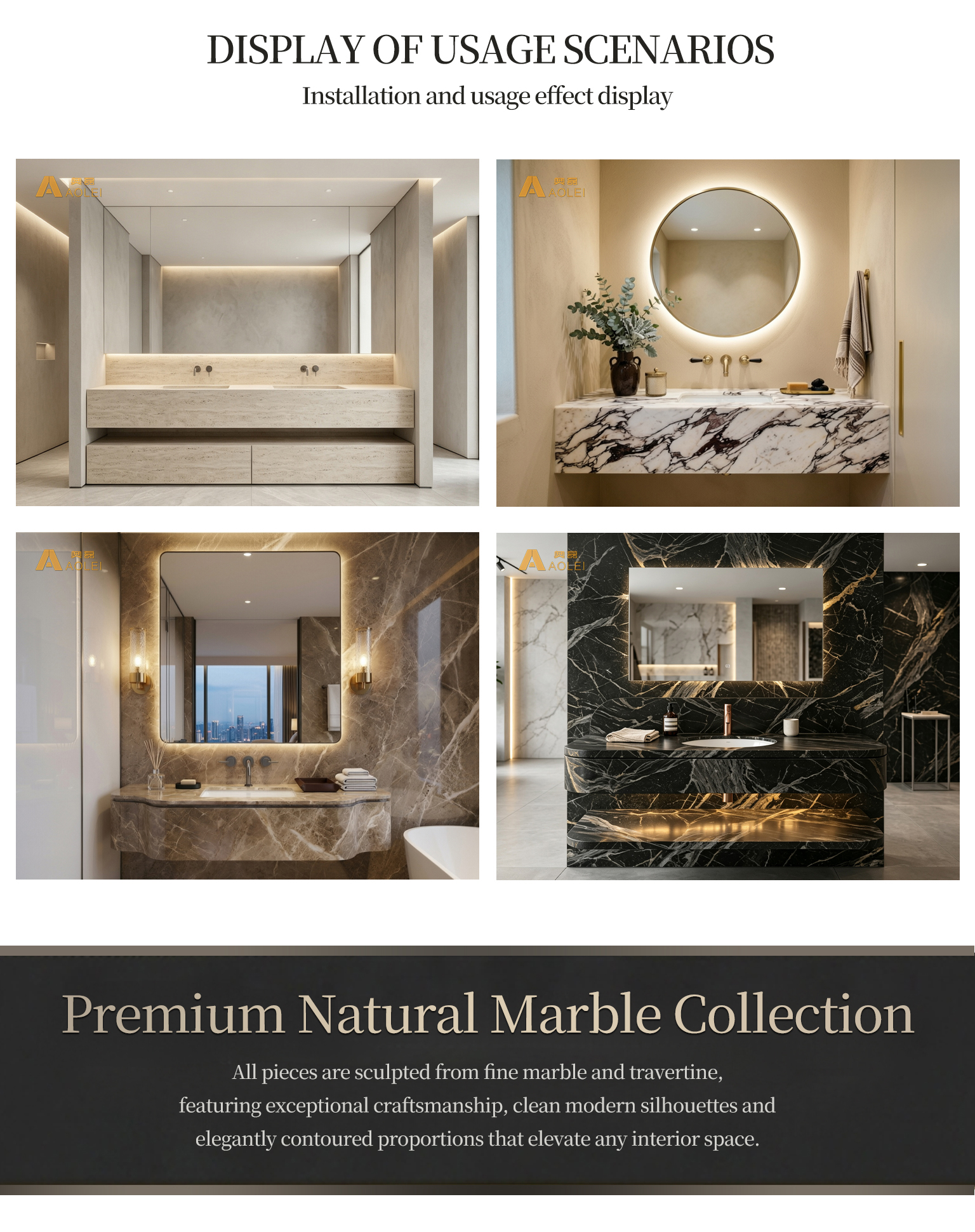 Vanity Cabinet Close-Up, Natural Marble Veining, Precision Stone Fabrication & Polished Finish, Factory Direct Wholesale
