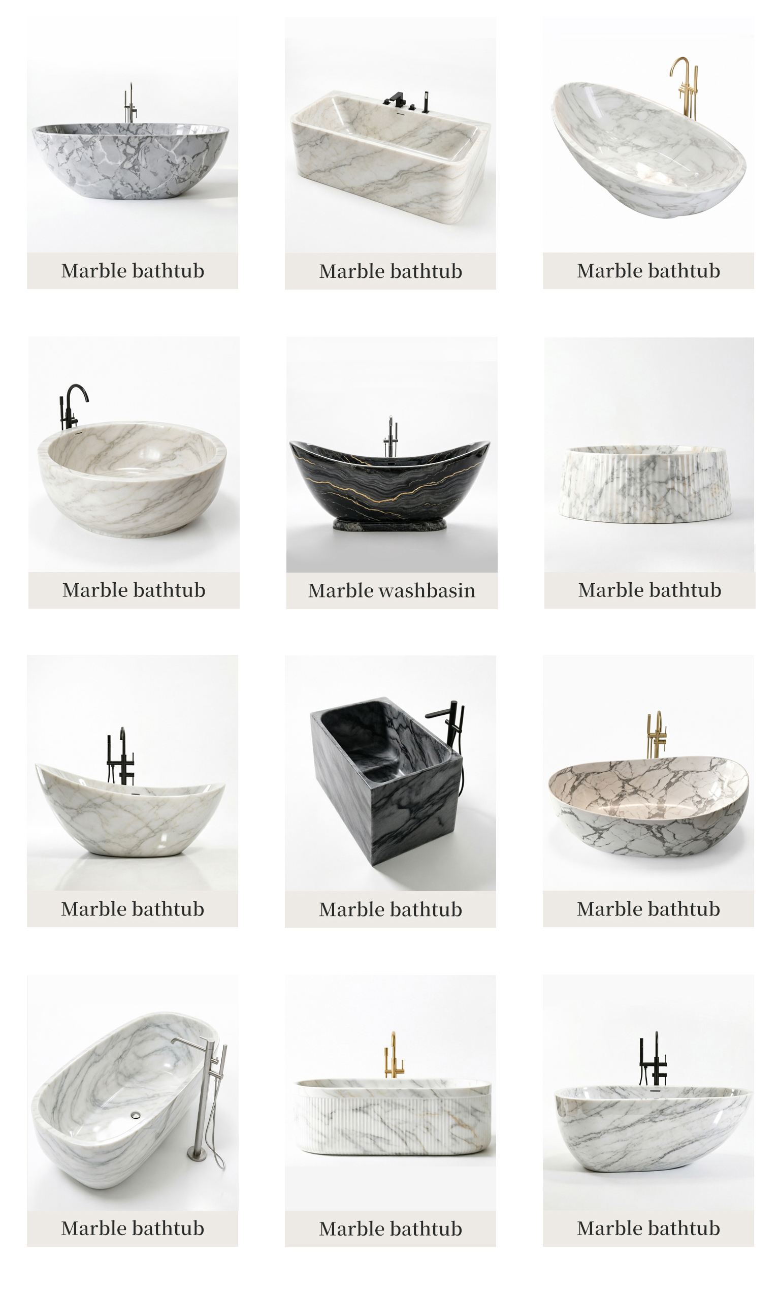 Various shapes of marble bathtubs, customized marble
