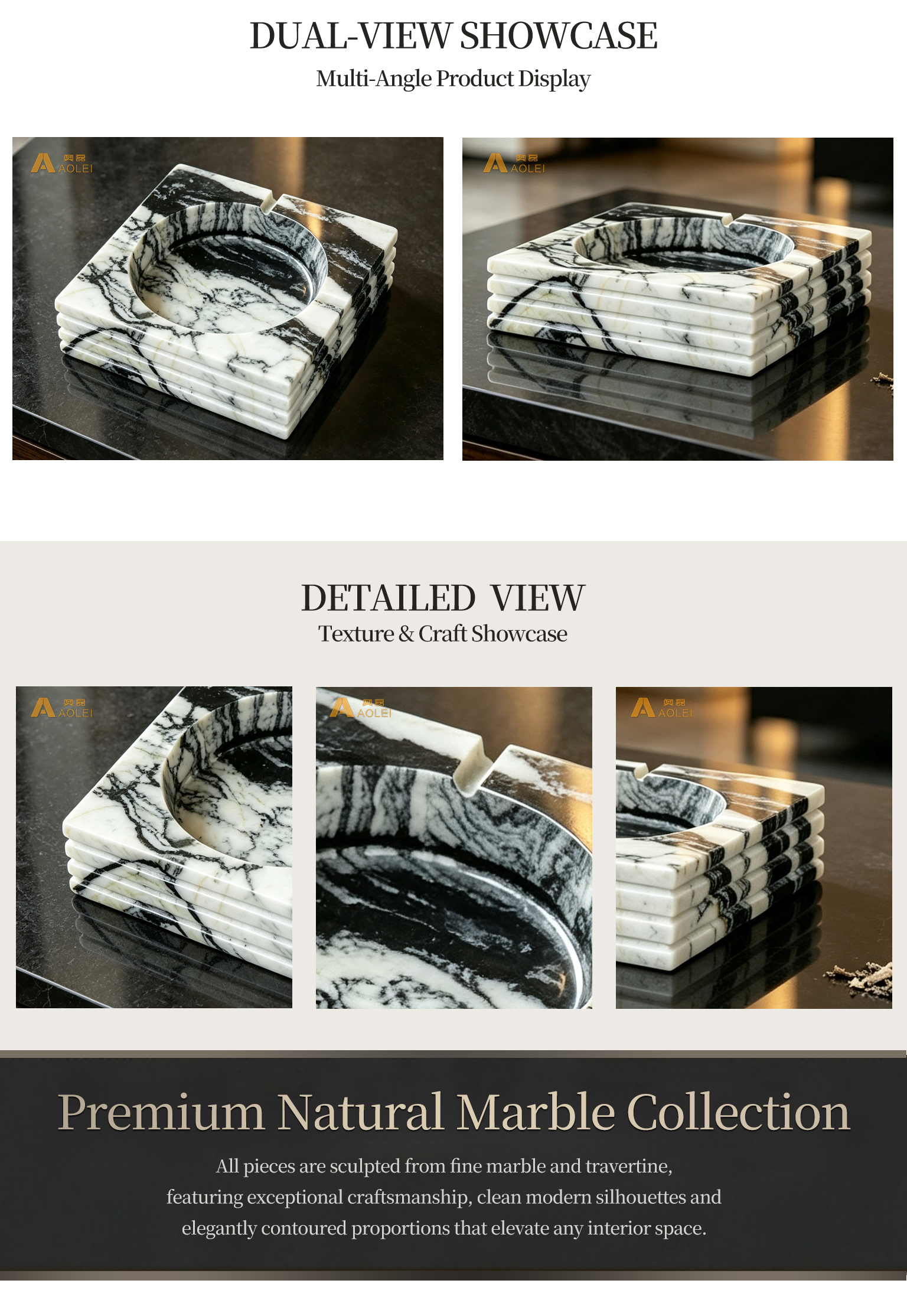 White Marble Minimalist Rectangular Design Cigar Tray Close-Up, Natural Stone Texture, Premium Craftsmanship & Polished/Honed Finish, Customized marble size