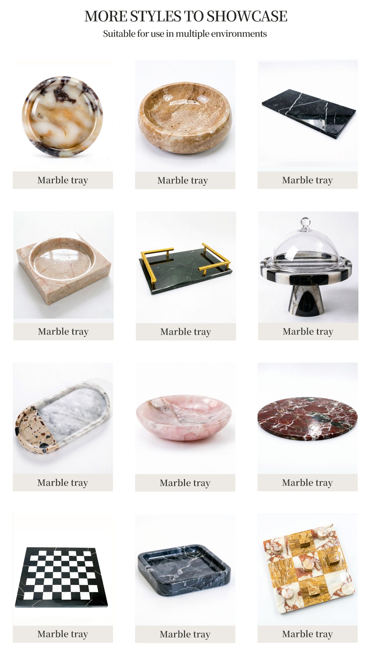 Details of various trays can be customized through ODM or OEM, including marble customization